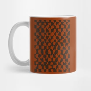 Brown and Orange Distorted Warped Checkerboard Pattern V Mug